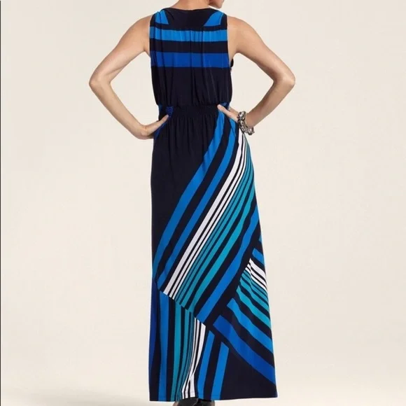 CHICOS Deep V Print Maxi Dress Chicos Size 2 - Picture 3 of 14
